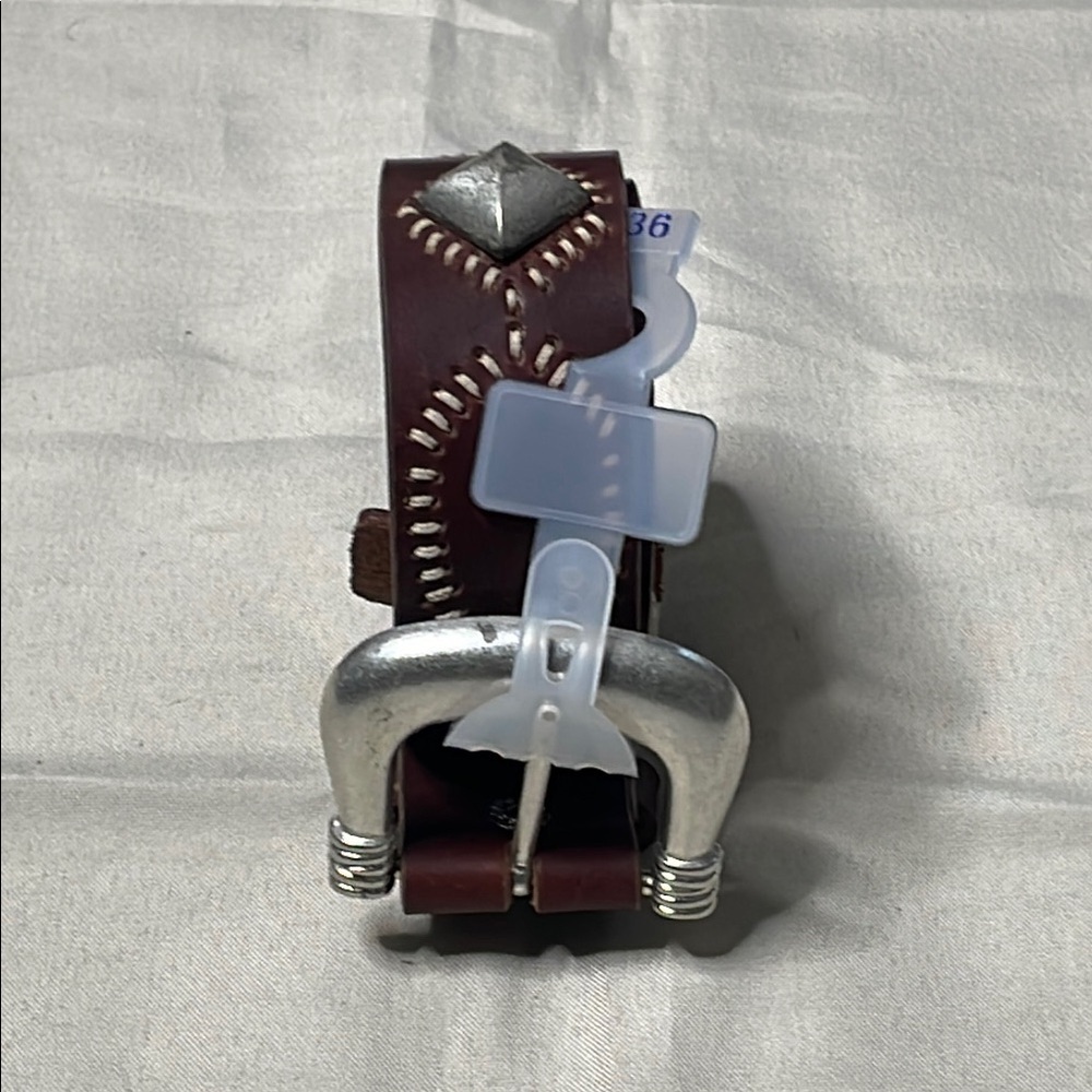 NEW Brown Italian Leather Belt with Silver Buckle - Picture 5 of 7